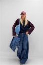maglia bicolore con manica a righe leila